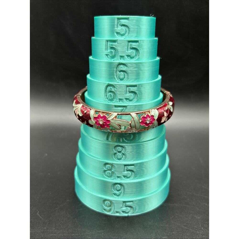 Hinged Bangle Bracelet Enamel Cutwork Cloisonné Wine Red Rose Gold Color Sz 7